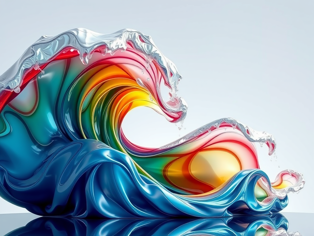 a sculpture of a colorful wave